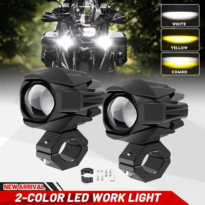 2pcs LED Headlights Driving Work Fog Spot Light White Yellow Motorcycle ATV UTV • $47.29