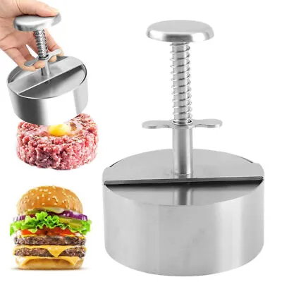 Burger Press Stainless Steel Hamburger Beef Meat Patty Maker Grill Non Stick UK • £9.86