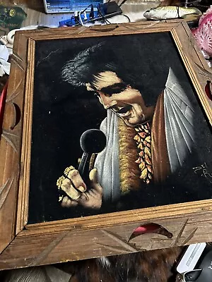 Elvis Presley Painting On Black Velvet With Wood Frame • $150