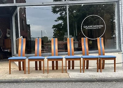 Rare Set Of 6 Danish Postmodern Teak Highback Dining Chairs By Vamdrup • $3250