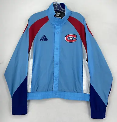 Montreal Canadians Adidas Reverse Retro Windbreaker Jacket - Size L - Blue Red • $42.07