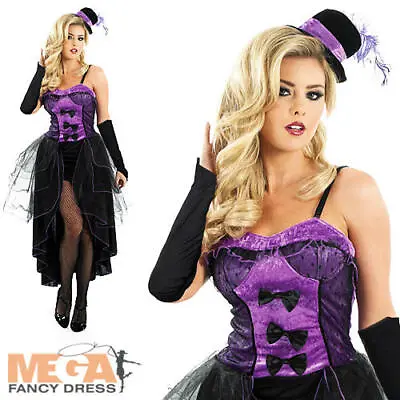 Burlesque Purple Ladies Fancy Dress Costume Dancer Saloon Girl 20s Adult Costume • £28.99