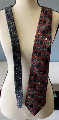Tommy Hilfiger Mens Silk Neck Tie Sailboat Anchors Green Sailor Yachtie GIFT • $15.97