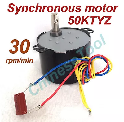 US Stock Synchronous Motor 50KTYZ AC110V 120V 50/60Hz 30r/m CW/CCW 6W 2.8kgf.cm • $17.42