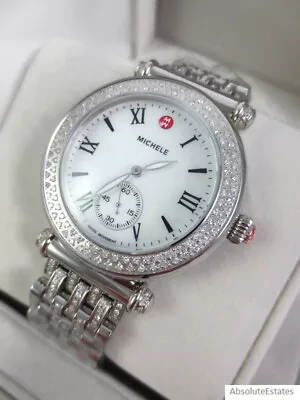 NEW Michele Silver Diamond Caber Watch & Diamond Band MW16A01A2025 Box NWT NIB • $1890.49