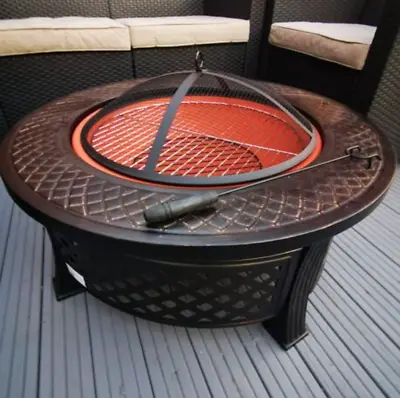Fire Pit Heavy Large Outdoor Firepit Garden Heater Round Table BBQ Brazier&Grill • £99.99