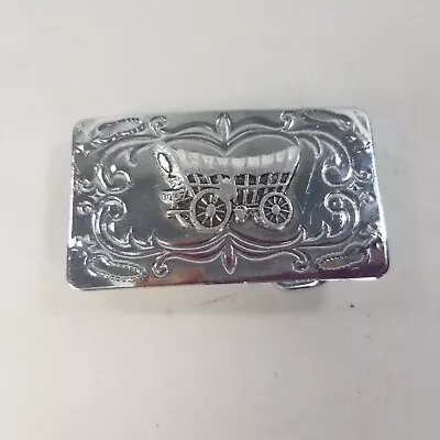 VINTAGE COVERED WAGON BELT BUCKLE Western Ornate Silver Tone • $14.99