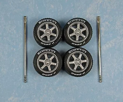 1/64 Wheel And Tire Set Real Rider Volk Racing TE37 6-Spoke Silver Pirelli • $4.99