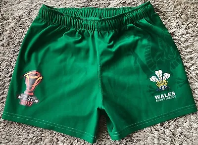 072 Authentic Wales Rugby League World Cup 2017 Shorts Green Mens Size S VGC • £31.25