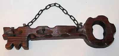 Vintage Wooden Key Holder Rack Medieval Rustic Gothic Square Nails Wall Decor • $10