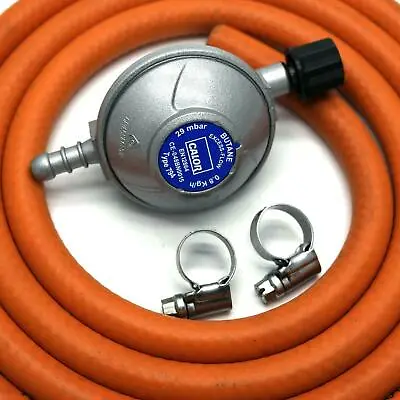 CALOR GAS BRAND CAMPINGAZ GAS REGULATOR 2mt HOSE & 2 CLIPS 5 YEAR WARRANTY • £18.49