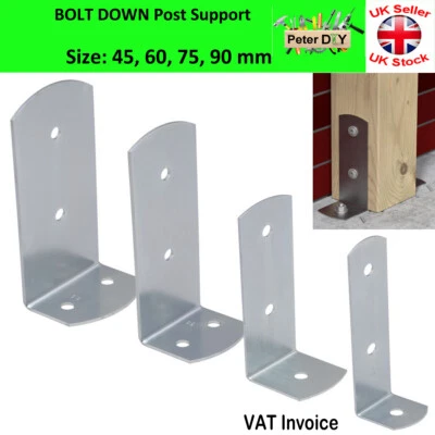 £5.27 • Buy Galvanised Bolt Down BASE POST SUPPORT 90 ANGLE BRACKET Fence Foot Base Bracket