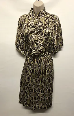 £84.99 • Buy Luisa Spagnoli Animal Print 100% Silk Dress With Neck Ruffles UK 14 IT 46