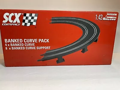 Scx Slot Car Track 1:43 Scale Nib Banked Curve Pack Complete Support 2008 31400* • $42.96