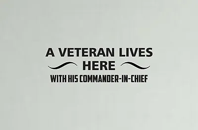 VETERAN LIVES HERE MILITARY Custom Wall Vinyl Decal Stickers 22  WIDE X 7  TALL • $11.40