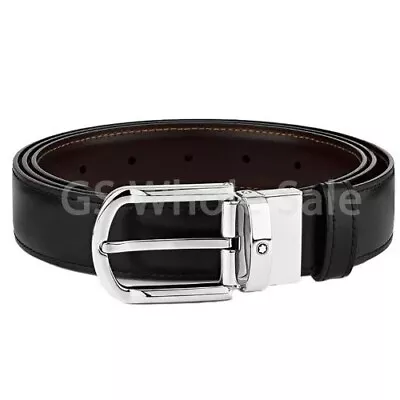 Montblanc 111080 Men's Belt Classic Line Horseshoe Leather Reversible • $165