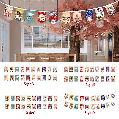 Japanese Style Cat String Flag Bunting Banner Hanging Flag Small Colorful Flag • £11.16