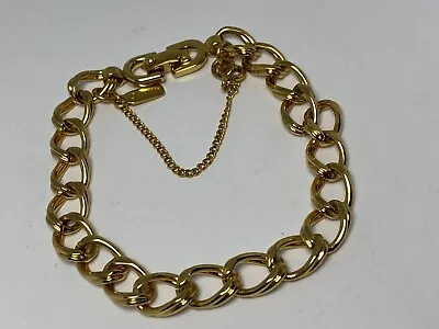 Vintage Bright Clean Monet Signed Double Link Gold Tone Chain Link Bracelet • $22