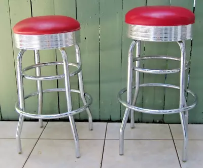 Chrome Swivel Stools - Bar Ice Cream Parlor  (2) Daystrom Furniture Made In USA • $249.99