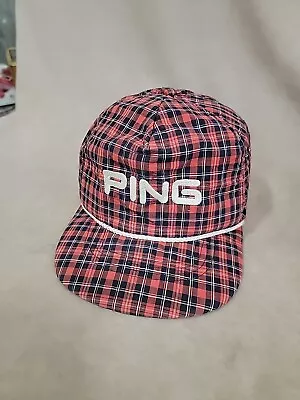 Vintage Ping Plaid Golf Rope Hat Cap All Over Design  Made In USA RARE • $195