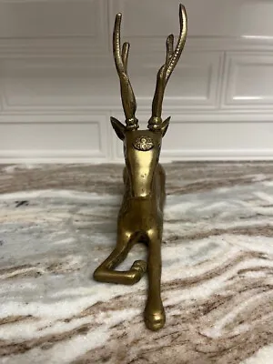 Vintage Mid Century Cast Brass Metal Reindeer Deer Elk Stag Statue Figurine • $6