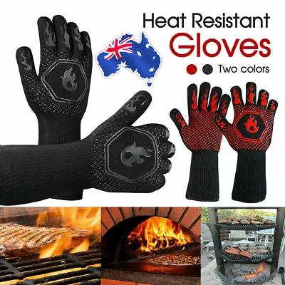 2Pcs Flame Retardant BBQ Gloves Heatproof Resistant Mitt For Microwave Cooking • $21.99