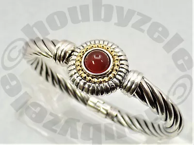 Italian Design Flli Menegatti Sterling Carnelian Hinged Station Bracelet • $170