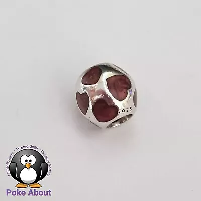 $28 • Buy Authentic Pandora Purple Enamel Hearts Ball Charm 790543EN21 Retired