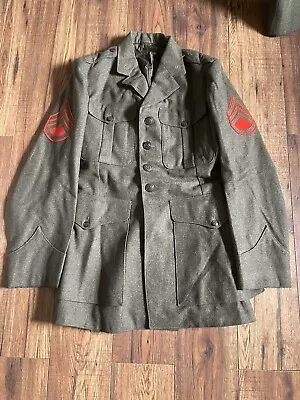 Vintage USMC WW2 Green Wool Dress Uniform Jacket & Pants • $105