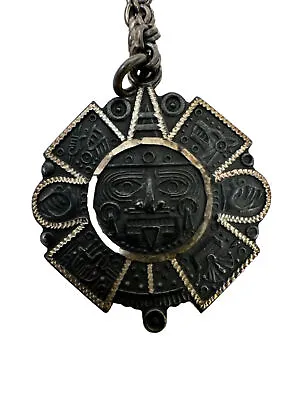 $42.50 • Buy Vintage 1952 Hand Made Aztec Mayan Sun 925 Sterling Pendant Signed TM Mexico