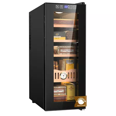 35L Electric Humidor Cigar Cooler W/Cedar Wood Shelves Cooling Digital Hygromete • $142.99