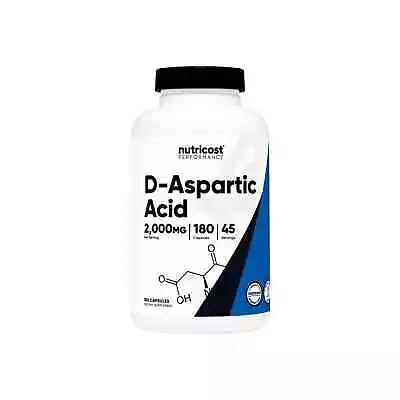 Nutricost D-Aspartic Acid 180 Caps 45 Servings 2000mg  - EXP 10/2025 • $15.99