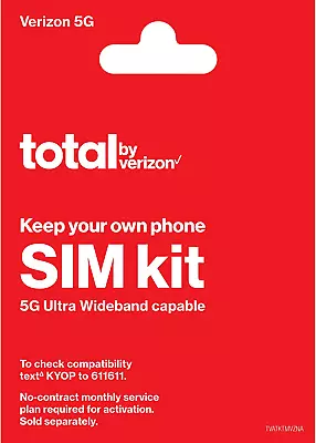 Total By Verizon BYOP Sim Kit (Verizon Network) No Airtime - Prepaid (Locked) • $1.93