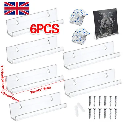 6X7  Clear Vinyl Record Shelf Wall Mount Wall Mount Album Record Holder Display • £8.53