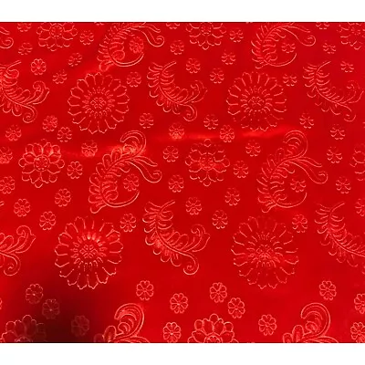 Remnant Orange Feathers & Flowers Embossed Stretch Poly Velvet Fabric 18x27  • $4.50