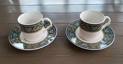 SET Of 2 - Mikasa San Marco DX006 Cup And Saucer Ultra Cream Bone China Blue • $6.99