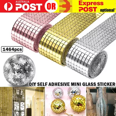 Mini Mosaic Tiles Self-Adhesive Square Mirror Glass DIY Home Wall Sticker Decors • $6.25