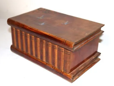 $206.99 • Buy Antique Hand Carved Wood Book Shaped Style Jewelry Vanity Puzzle Box Casket 