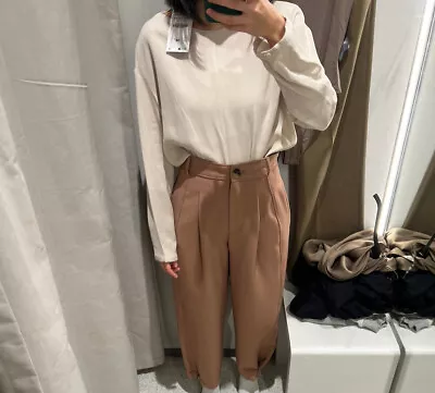 Zara Nude Long Sleeve Blouse XS But Fits S (6 & 8) • $40