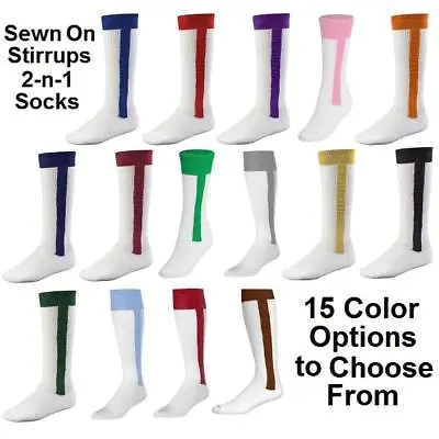 NEW! 2 In 1 Stirrup Sport Socks Baseball Softball Football In Your Color/Size! • $7