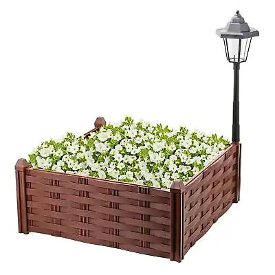 £14.95 • Buy Garden Planters Flower Plant Pot Raised Window Box Vegetable Bed + Solar Light