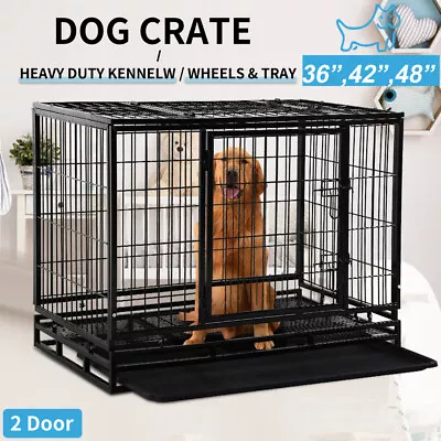 $203.29 • Buy 36  42  48  Heavy Duty Dog Cage Crate Strong Metal Large XL XXL Pet Kennel Black