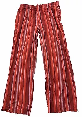 Vintage J.Crew Sleepwear Pants Adults L Red Striped Soft Cotton Pajama Lounge • $23.97