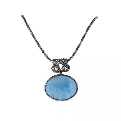 New MarahLago Sterling Silver Larimar Oval Pendant Necklace $343 • $100