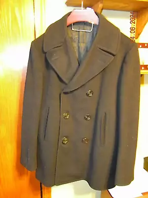 Peacoat Mens 40 R Wool Kersey Double Breasted US Military Navy  Vintage • $48