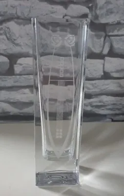 VINTAGE !!! MACKINTOSH ROSES Style CLEAR GLASS Rectangle VASE - Size: 18cm/ 7  H • £12.99