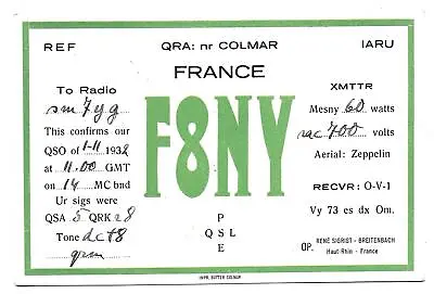 £5.37 • Buy QSL Radio Station F8NY Breitenbach Colmar France Amateur 1932 Rene Sigrist DX
