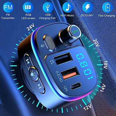 Car Bluetooth Adapter FM Transmitter Receiver Radio MP3 Wireless  PD USB Charger • $14.98