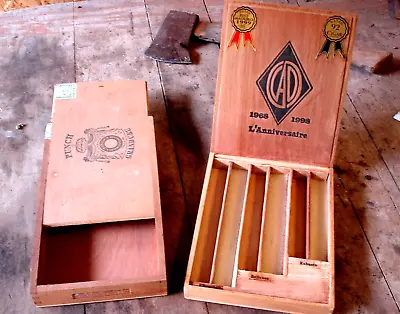 $13.50 • Buy Two Nice Vintage Wood Cigar Boxes Punch -Grand Cru And CAO 1998 Anniversary