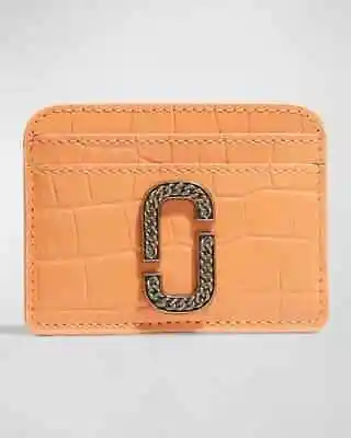 Marc Jacobs Snapshot Croc Embossed Chain Logo Card Case Wallet Orange Unisex • $99